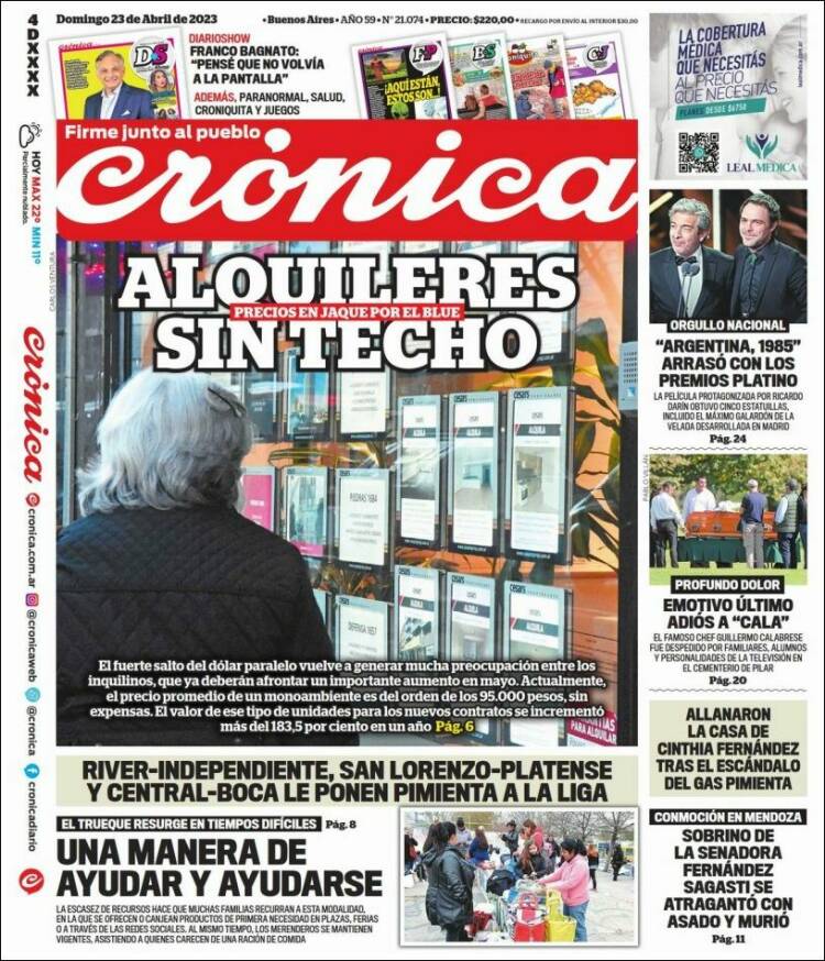 Portada de Diario El Libertador (Argentina)