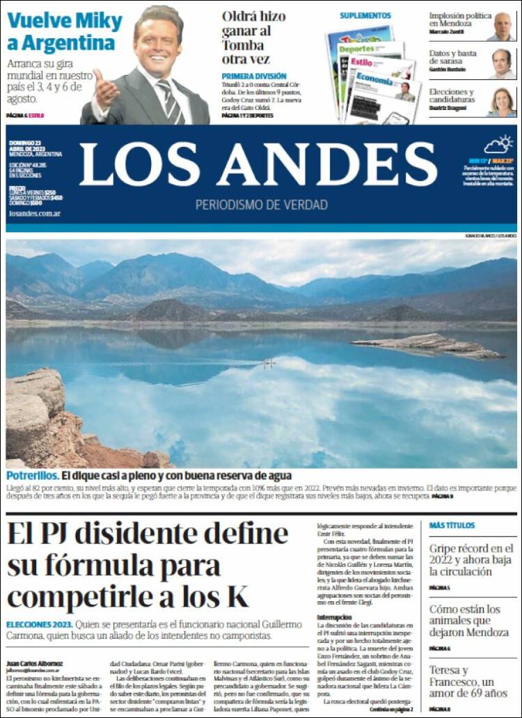 Portada de Los Andes - Mendoza (Argentina)