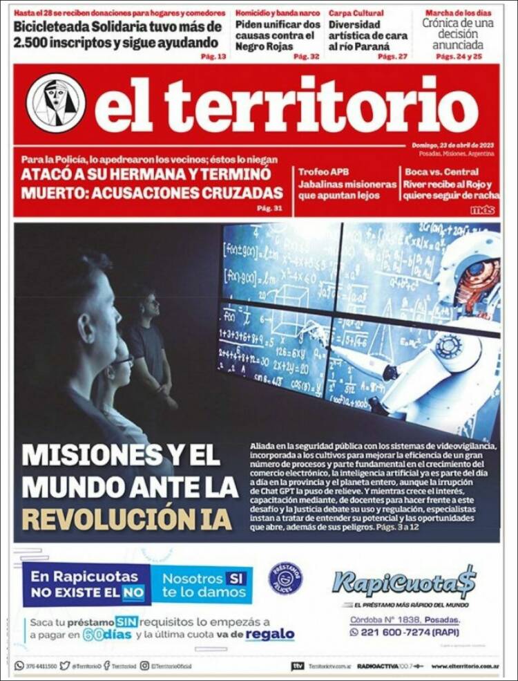 Portada de El Territorio (Argentina)