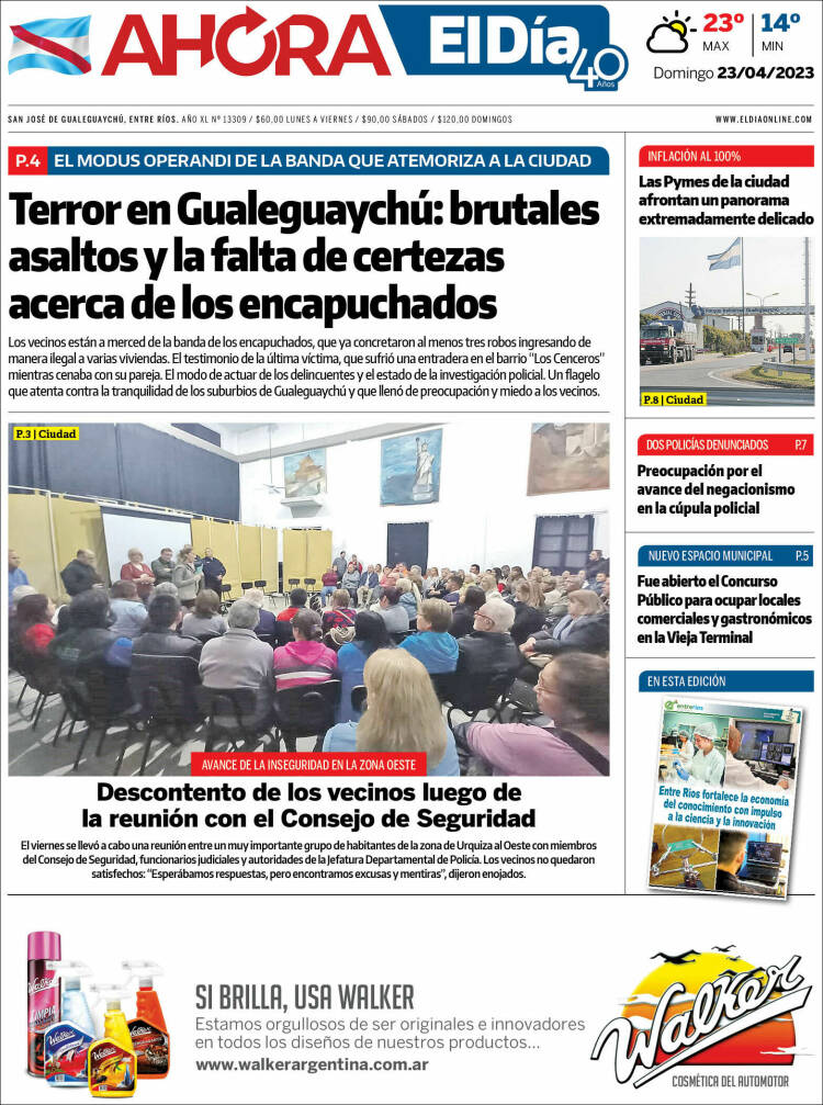 Portada de El Día de Gualeguaychú (Argentina)