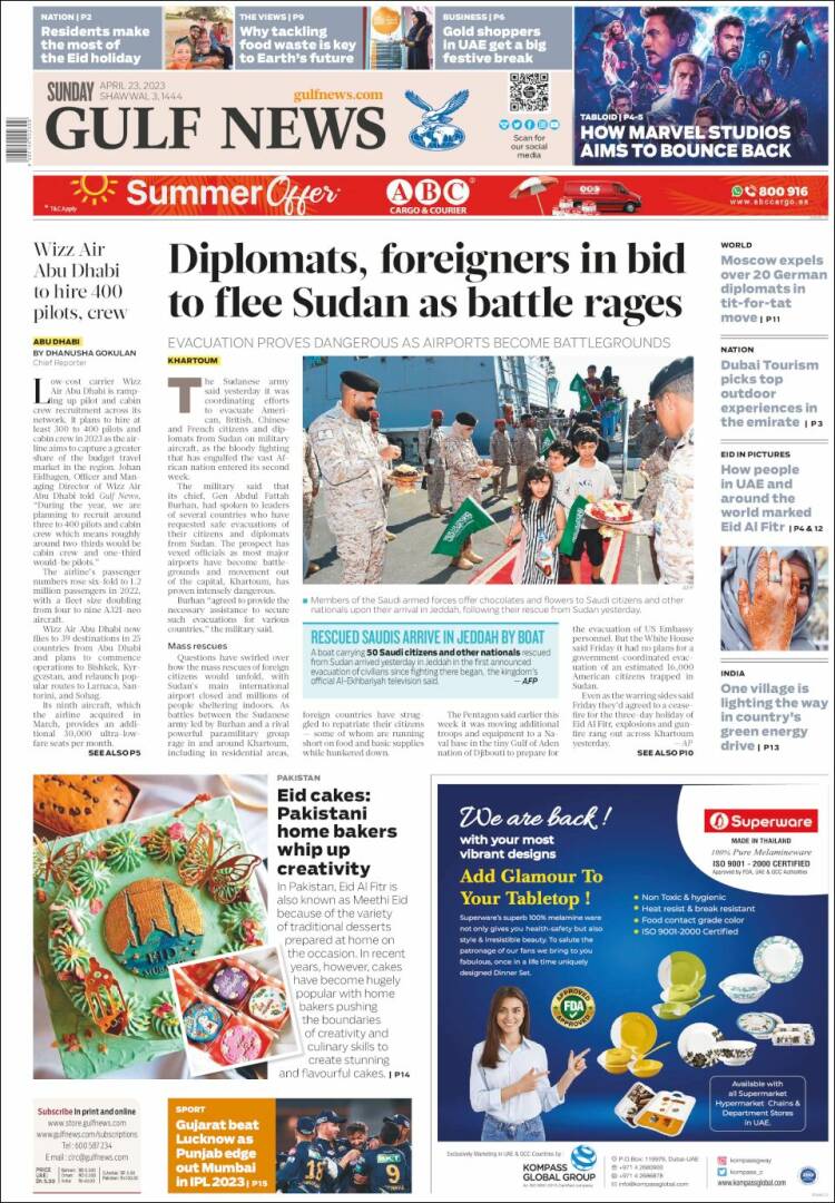 Portada de Gulf News (Asia-Pacífico)