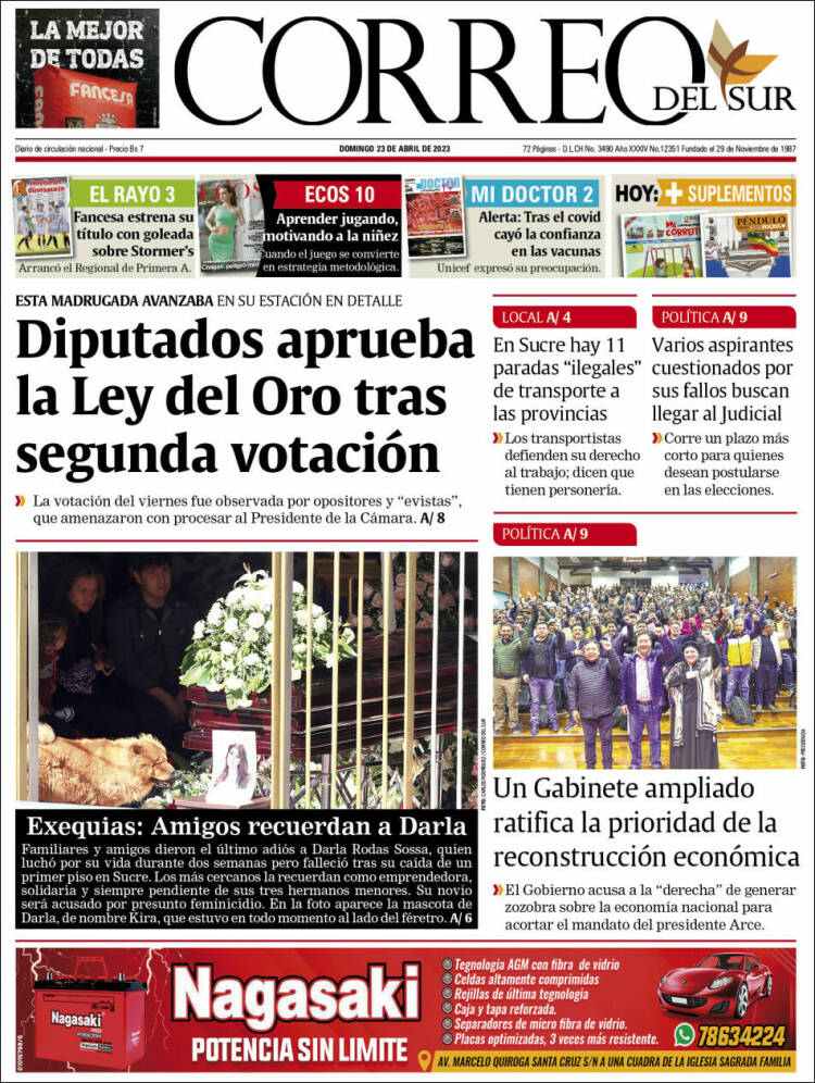 Portada de Correo Sur (Bolivia)