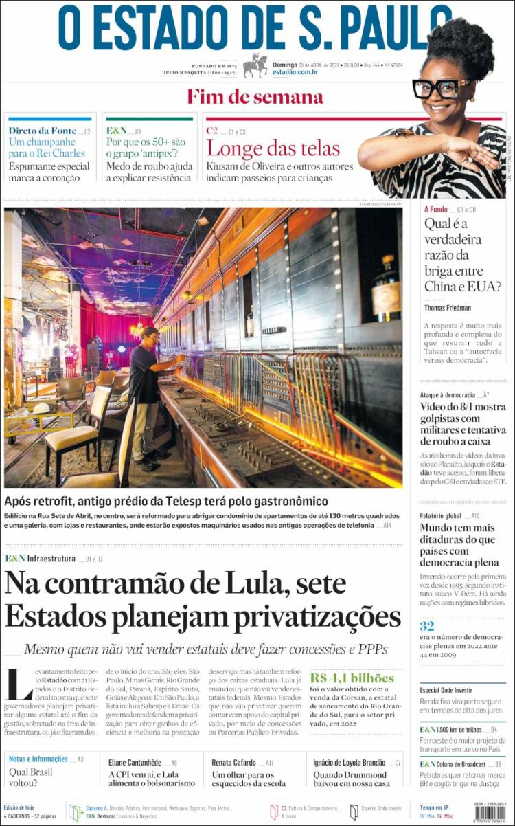 Portada de O Estado de São Paulo (Brasil)