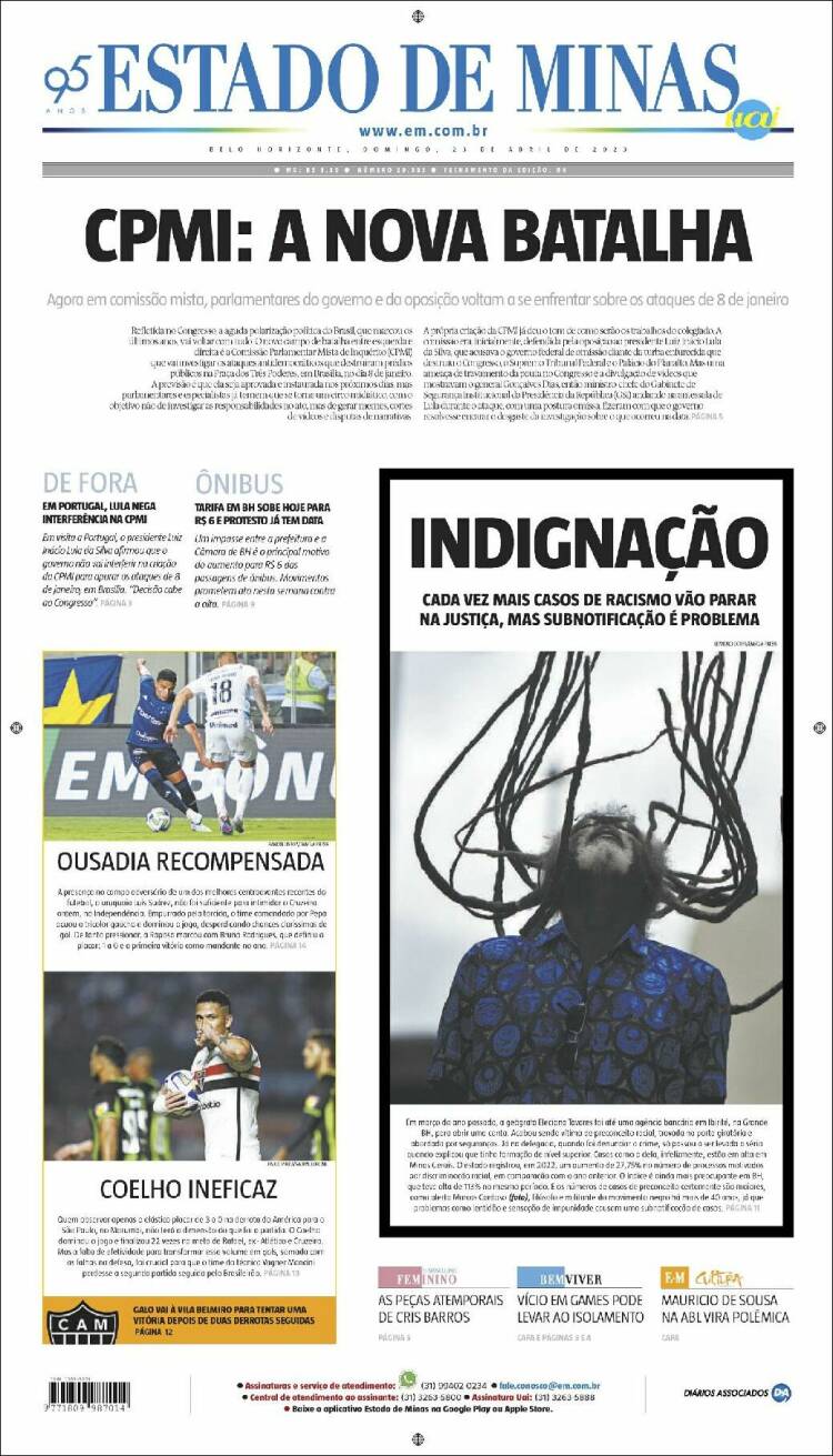 Portada de Jornal Estado de Minas (Brasil)
