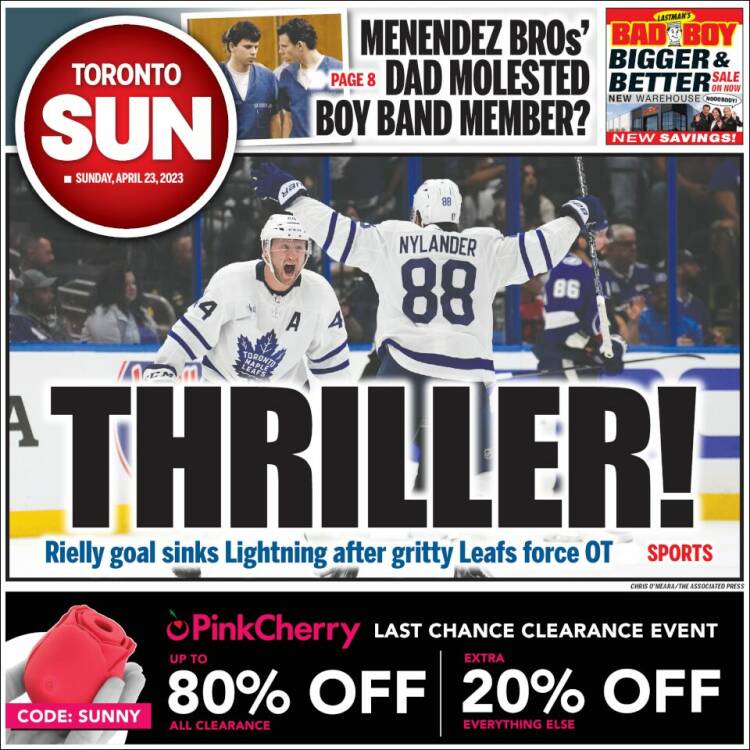 Portada de The Toronto Sun (Canadá)