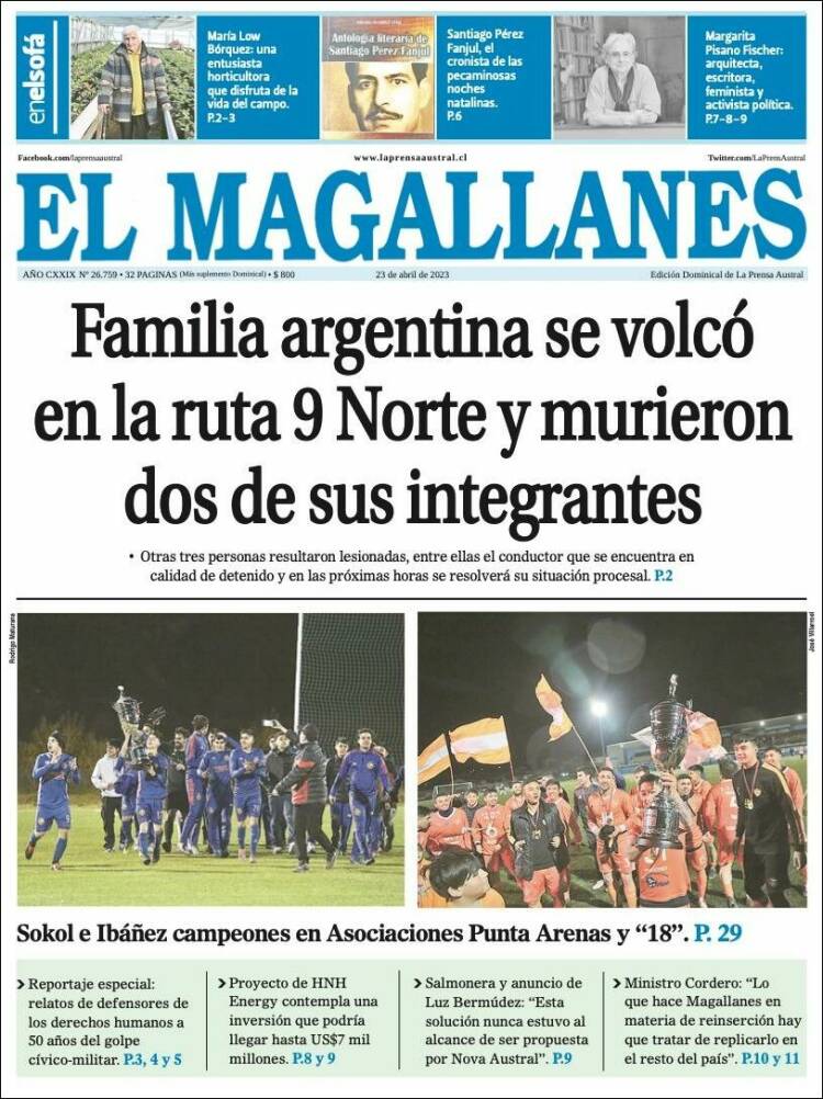 Portada de El Magallanes (Chile)