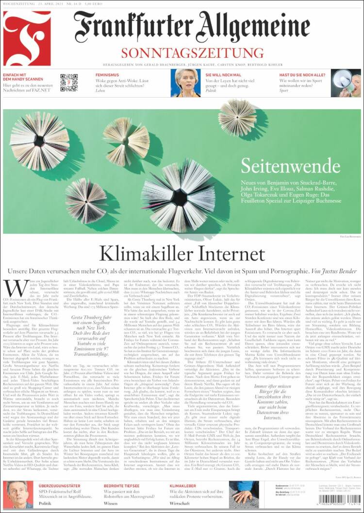 Portada de Frankfurter Allgemeine (Alemania)