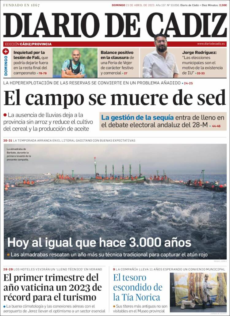 Portada de Diario de Cádiz (España)