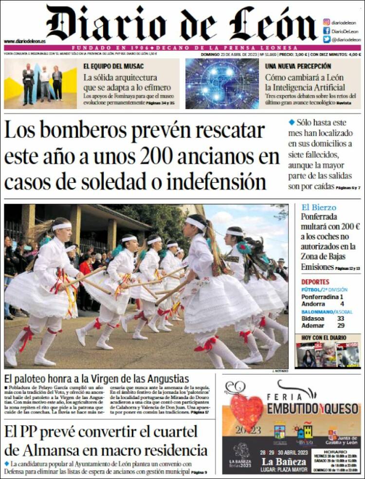 Portada de Diario de León (España)