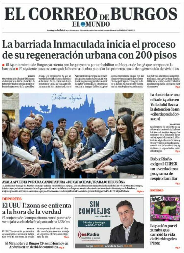 Portada de El Correo de Burgos (España)