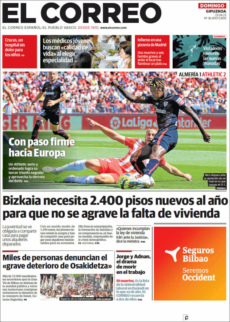 Portada de El Correo - Guipuzcoa (España)