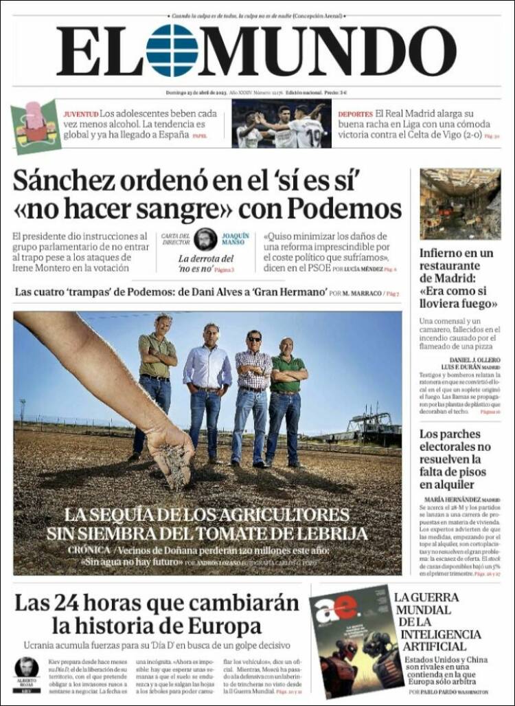 Portada de El Mundo (España)