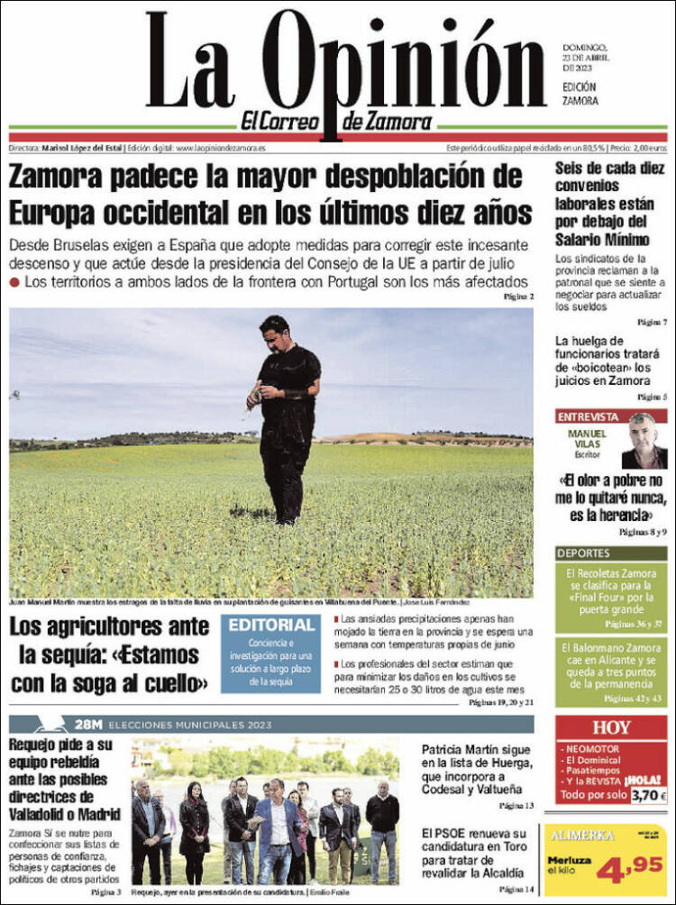 Portada de La Opinión - El Correo de Zamora (España)