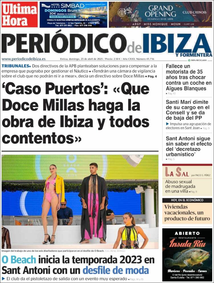 Portada de Periódico de Ibiza (España)