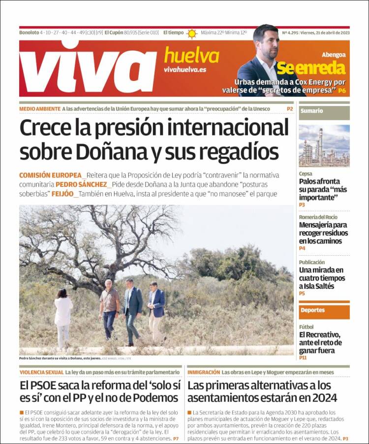 Portada de Viva Huelva (España)