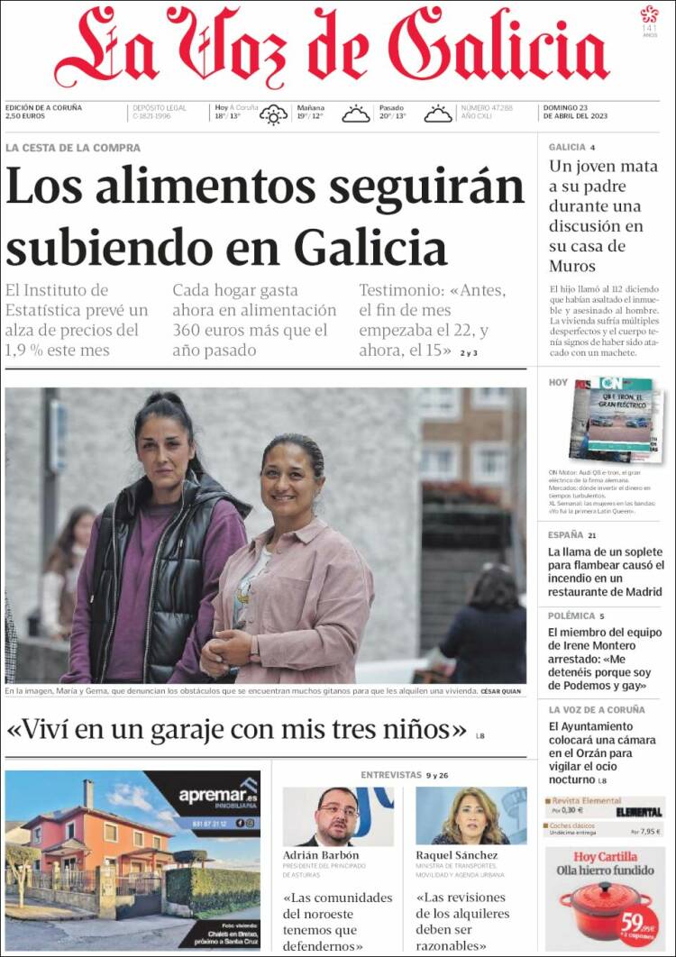 Portada de La Voz de Galicia (España)