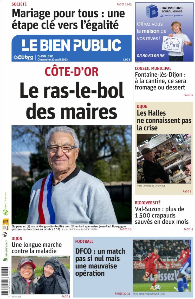 Portada de Le Bien Public (Francia)