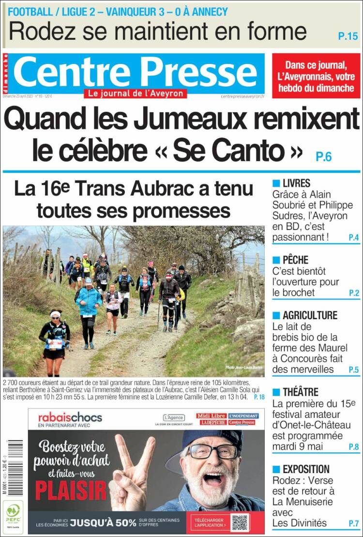 Portada de Centre Presse (Francia)