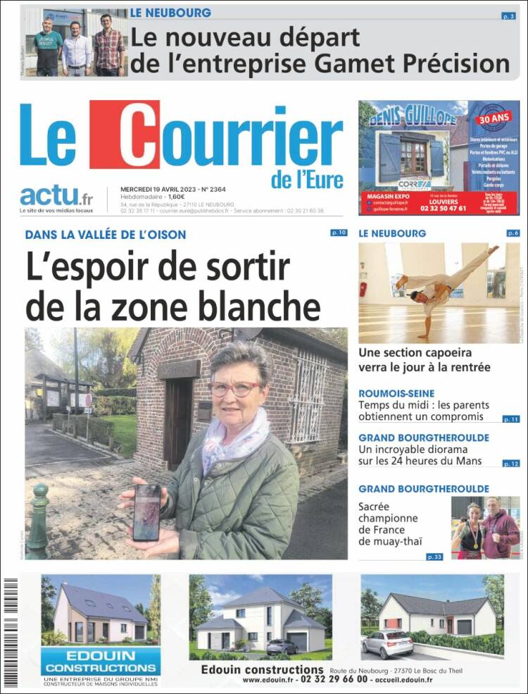 Portada de Le Courrier de l'Ouest (Francia)