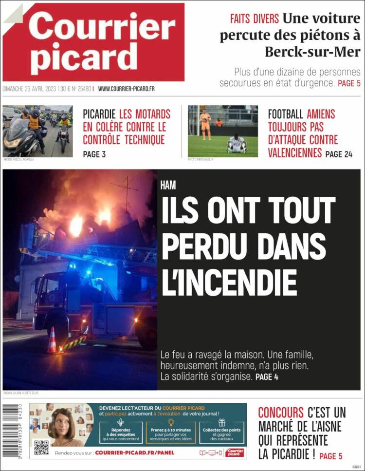 Portada de Courrier Picard (Francia)