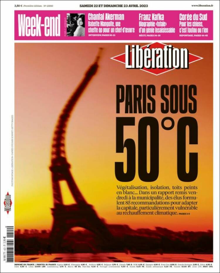 Portada de Libération (Francia)