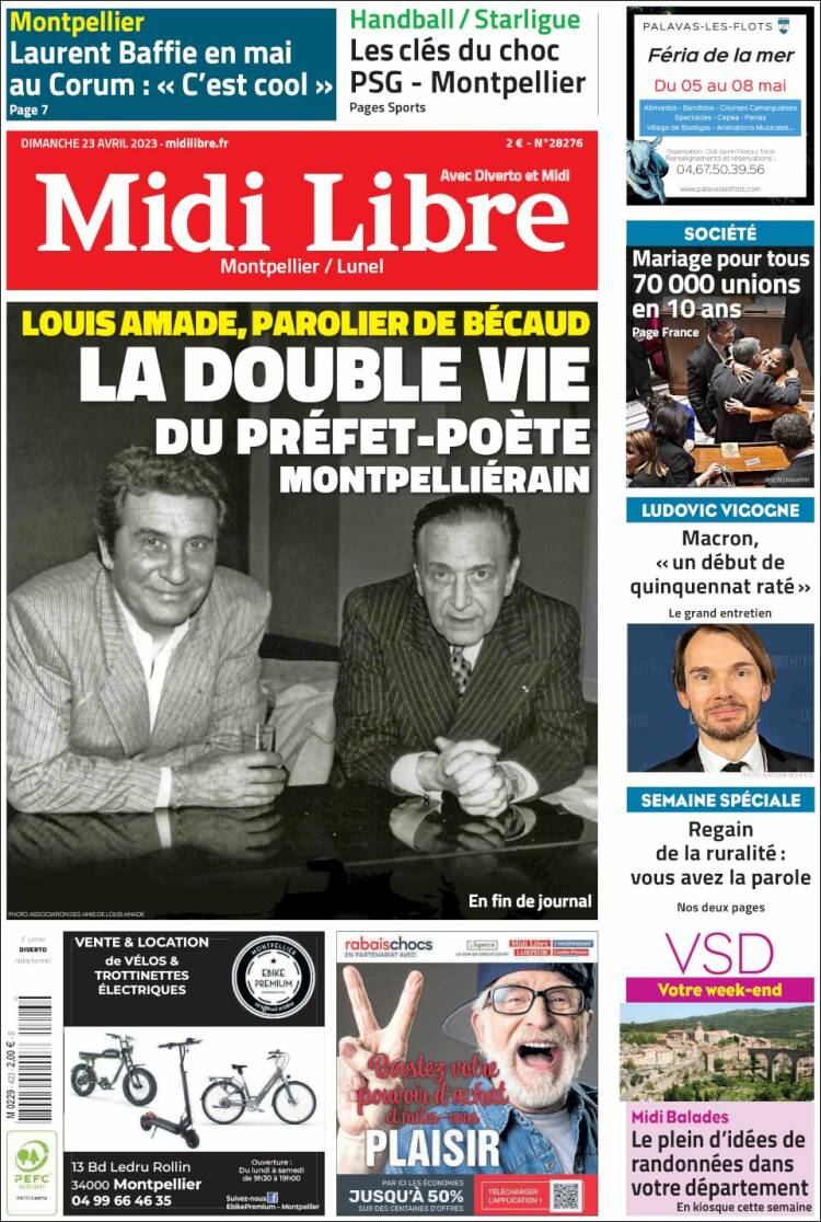 Portada de Midi Libre (Francia)