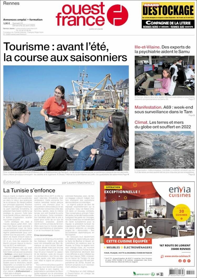 Portada de Ouest France (Francia)