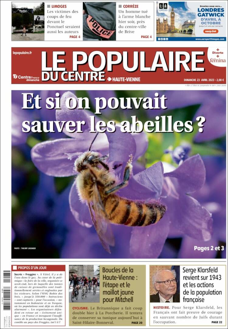 Portada de Le Populaire du Centre (Francia)