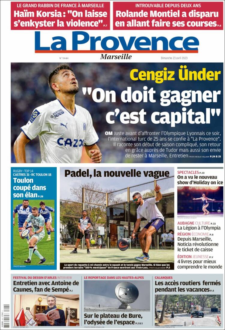 Portada de La Provence (Francia)