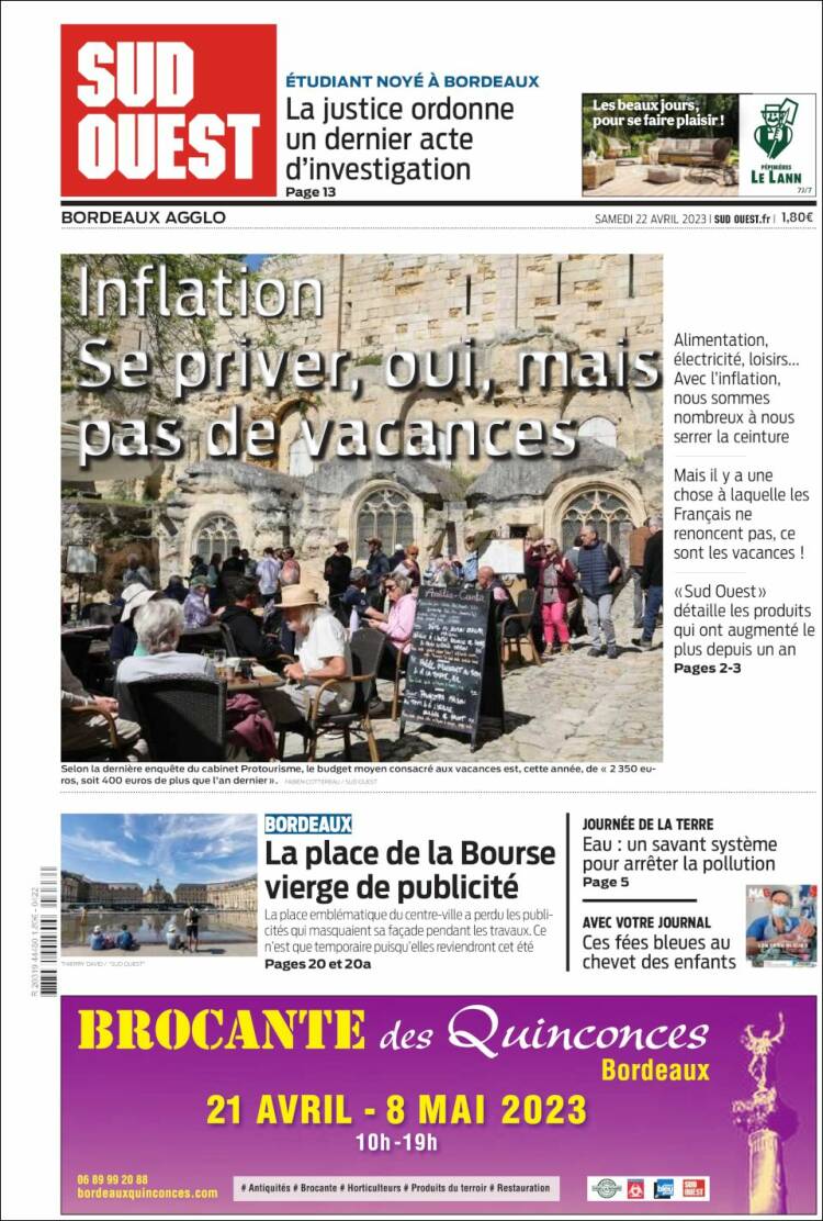 Portada de Sud Ouest (Francia)