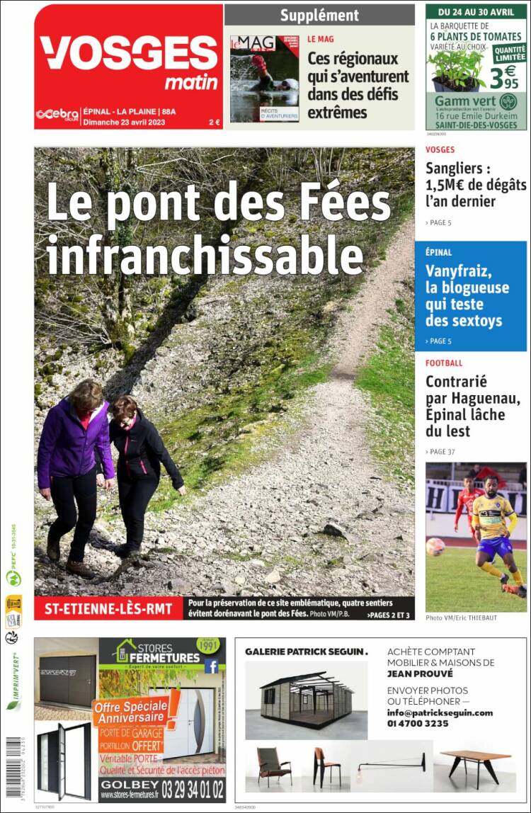 Portada de Vosges Matin (Francia)