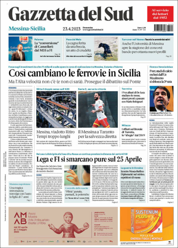 Portada de Gazzetta del Sud (Italia)