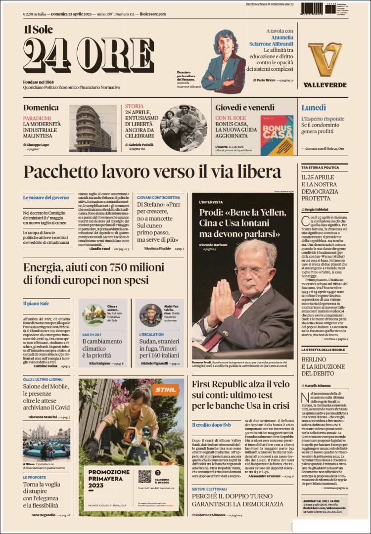 Portada de Il Sole 24 ORE (Italia)