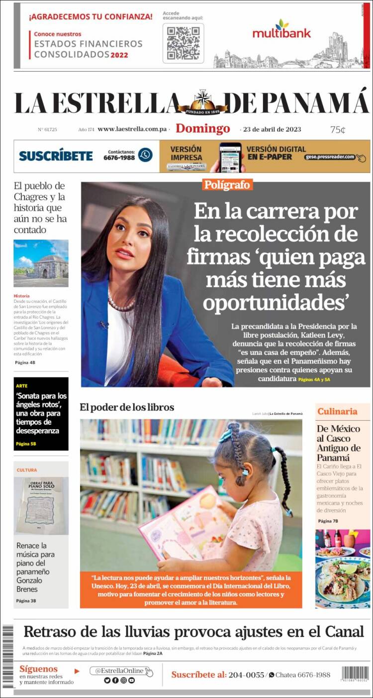 Portada de La Estrella de Panamá (Panam&aacute;)