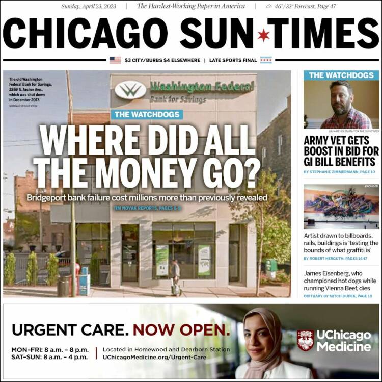 Portada de Chicago Sun-Times (USA)