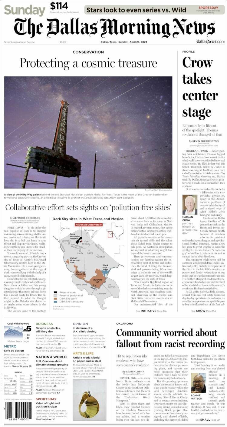 Portada de Dallas Morning News (USA)