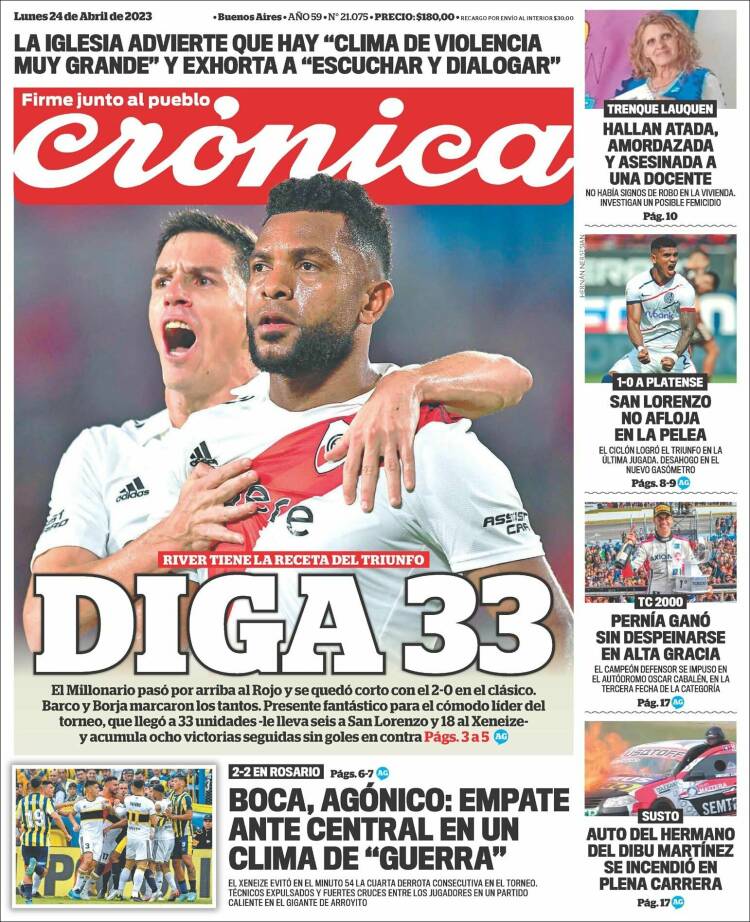 Portada de Crónica (Argentina)