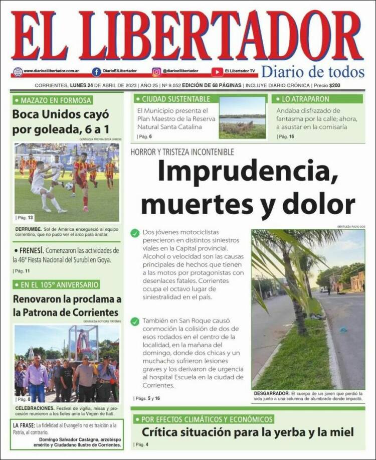 Portada de Diario El Libertador (Argentina)