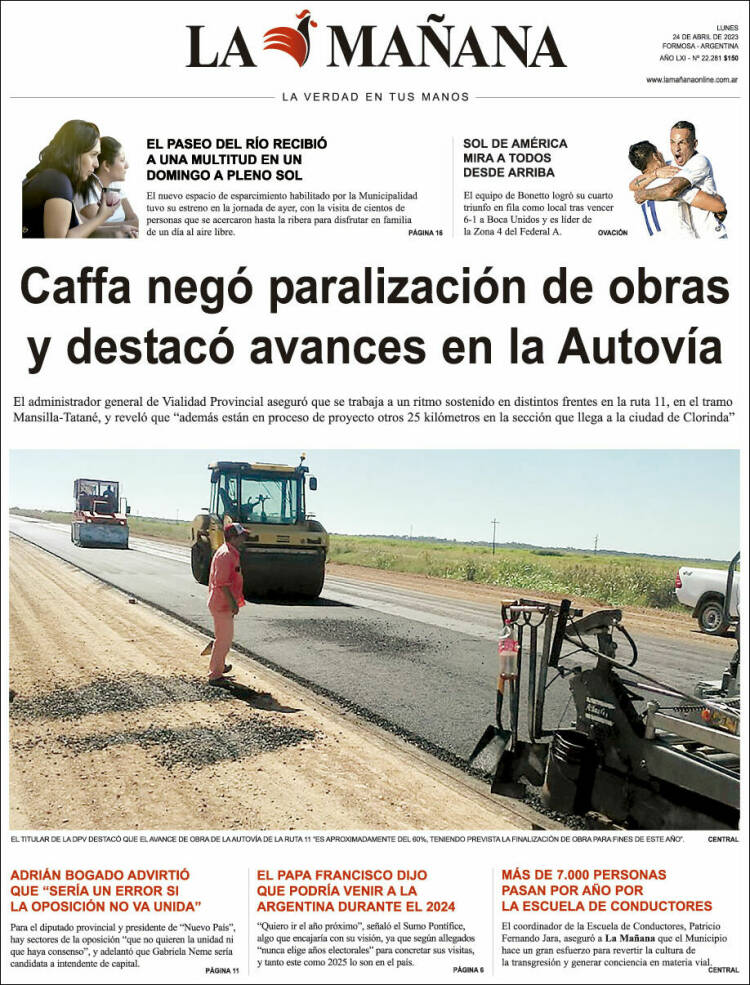 Portada de Diario La Mañana (Argentina)