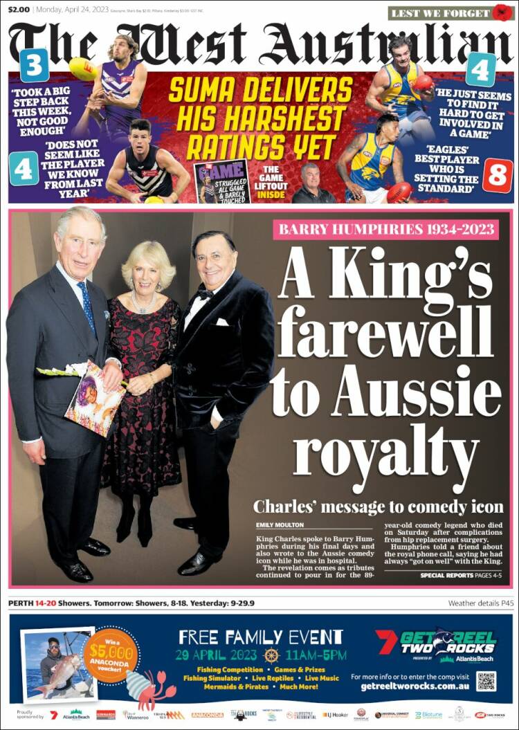 Portada de The West Australian (Australia)