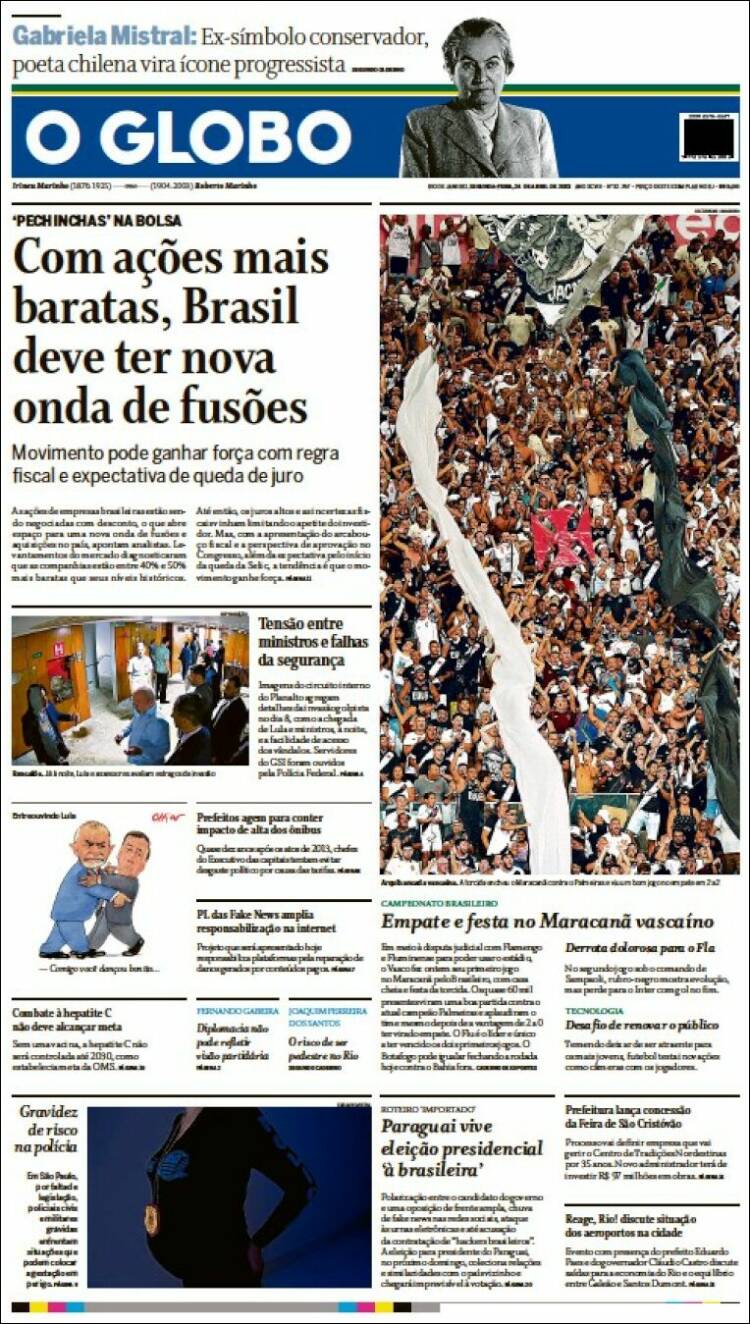 Portada de O Globo (Brasil)