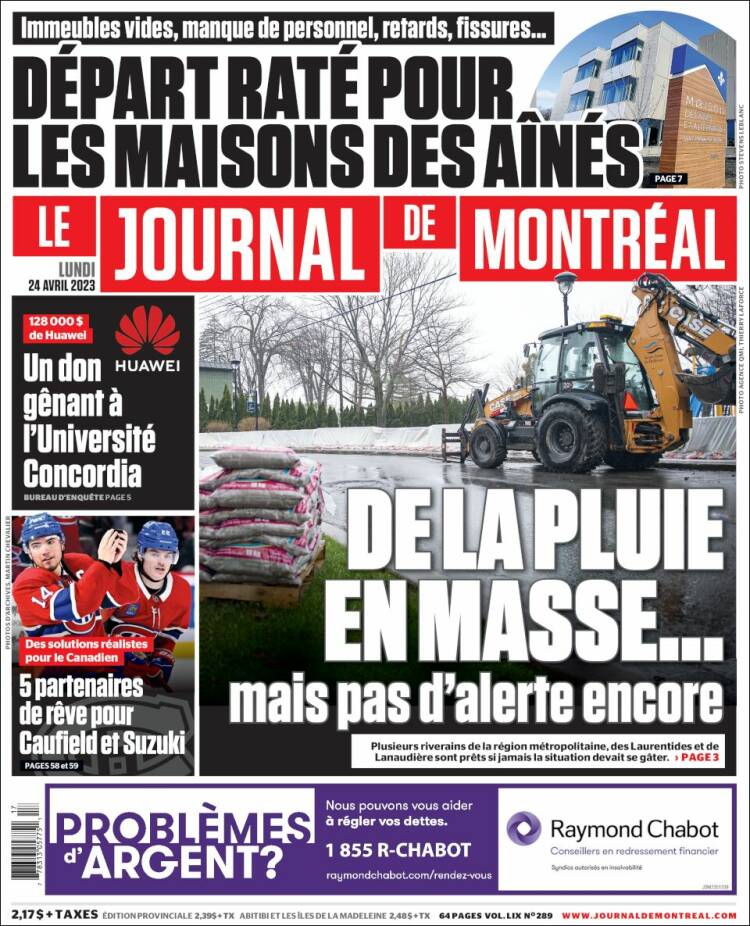 Portada de Le Journal de Montréal (Canadá)