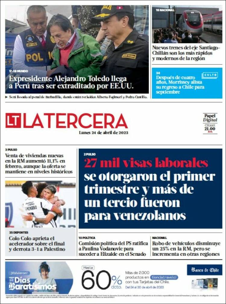 Portada de La Tercera (Chile)
