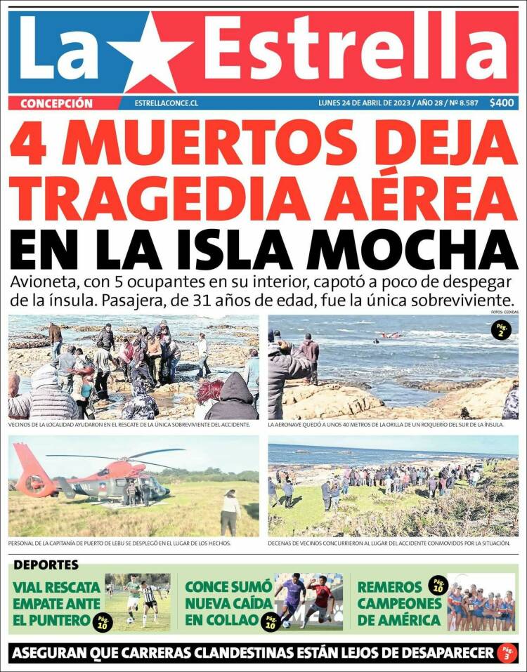 Portada de La Estrella de Concepción (Chile)
