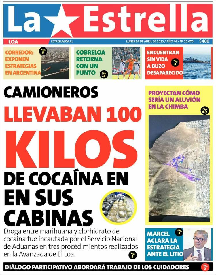 Portada de La Estrella de Loa (Chile)