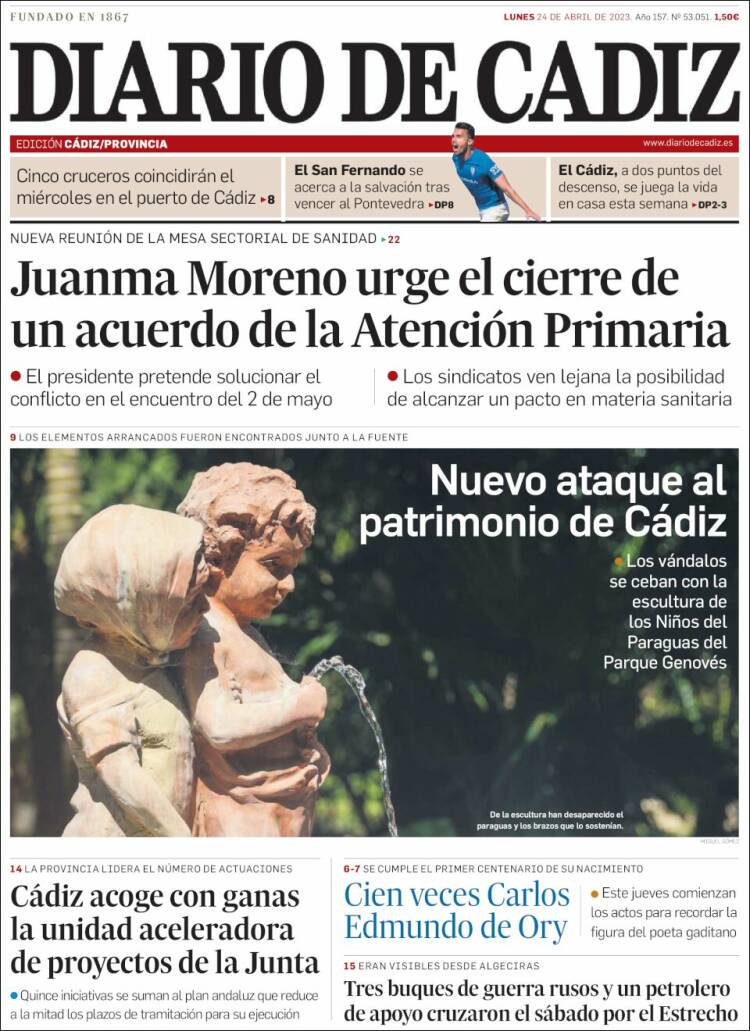 Portada de Diario de Cádiz (España)