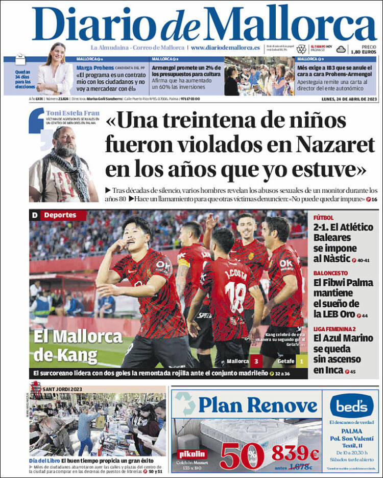 Portada de Diario de Mallorca (España)