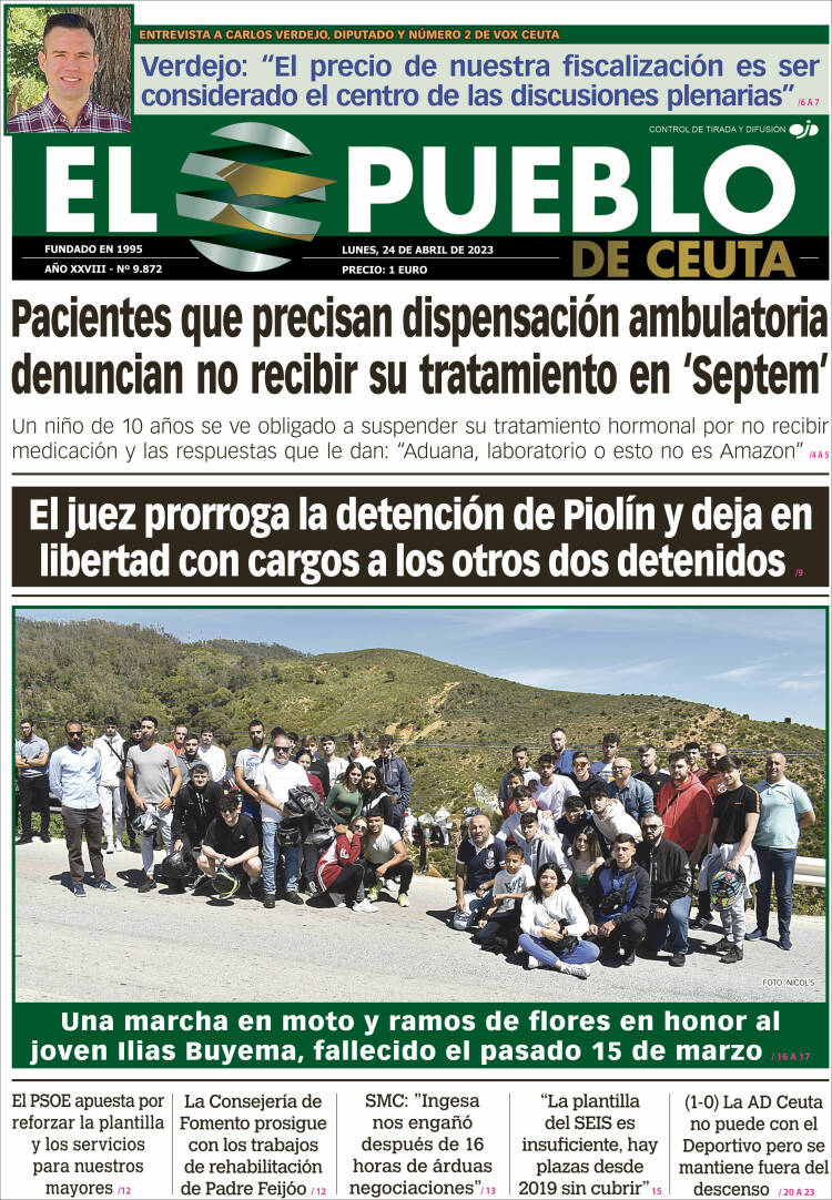 Portada de El Pueblo de Ceuta (España)