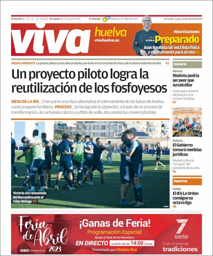 Portada de Viva Huelva (España)