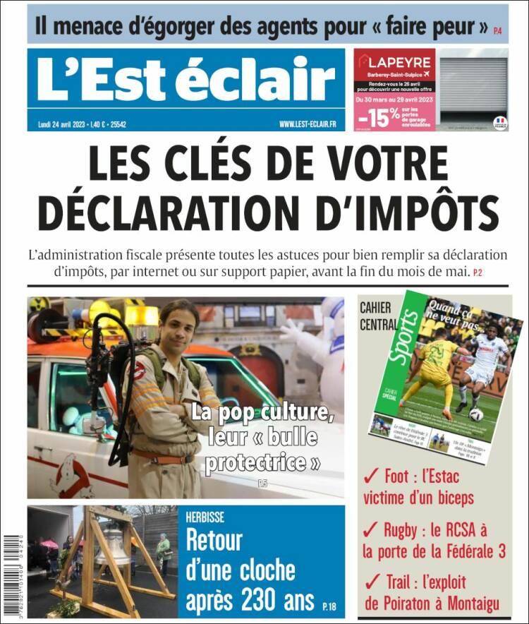 Portada de L'Est Eclair (France)